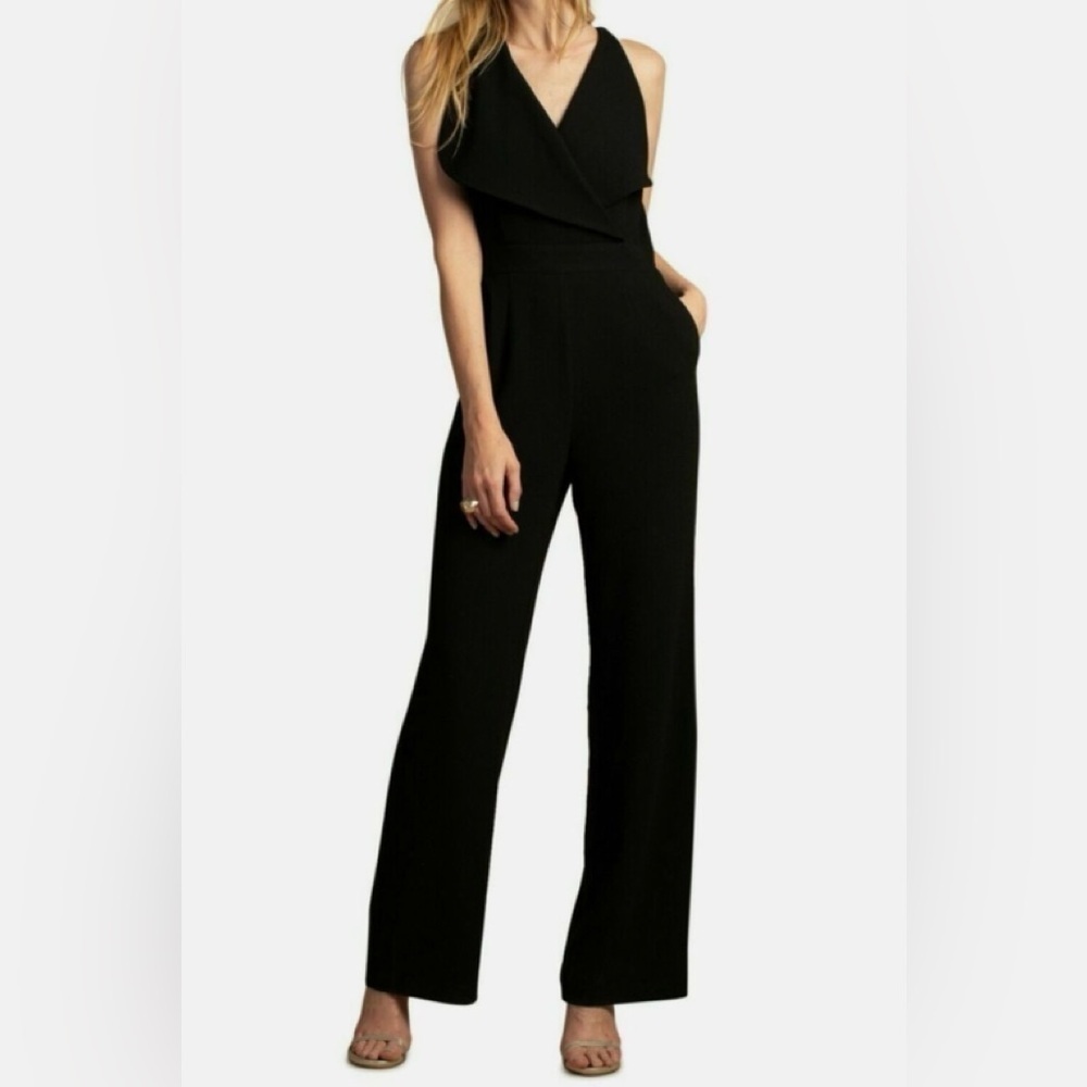 Trina Turk Clear Lake Jumpsuit Romper Sleeveless Flared Black $298 Sz 2